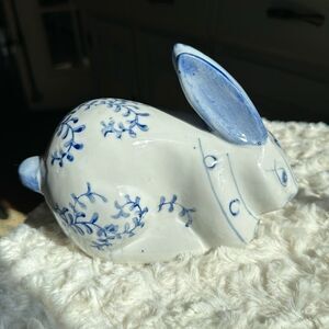 VINTAGE~CHINOISERIE~PORCELAIN RABBIT FIGURINE~HAND PAINTED~FLORAL DESIGN~BRD​